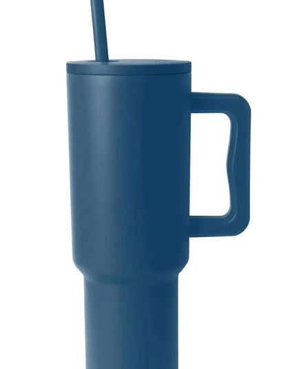 Monochromatic Stainless Steel Tumbler with Matching Straw Deep Teal One Size