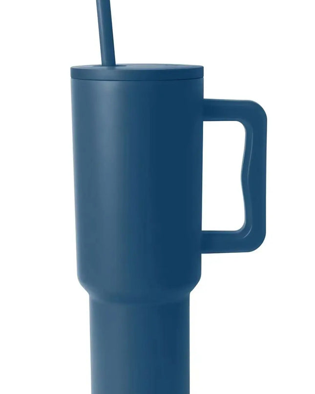 Monochromatic Stainless Steel Tumbler with Matching Straw Deep Teal One Size