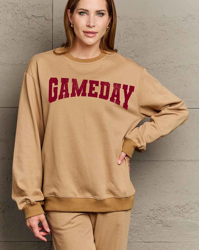 Simply Love Simply Love Full Size GAMEDAY Graphic Sweatshirt Mocha
