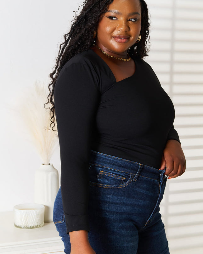 Basic Bae Asymmetrical Neck Long Sleeve Top