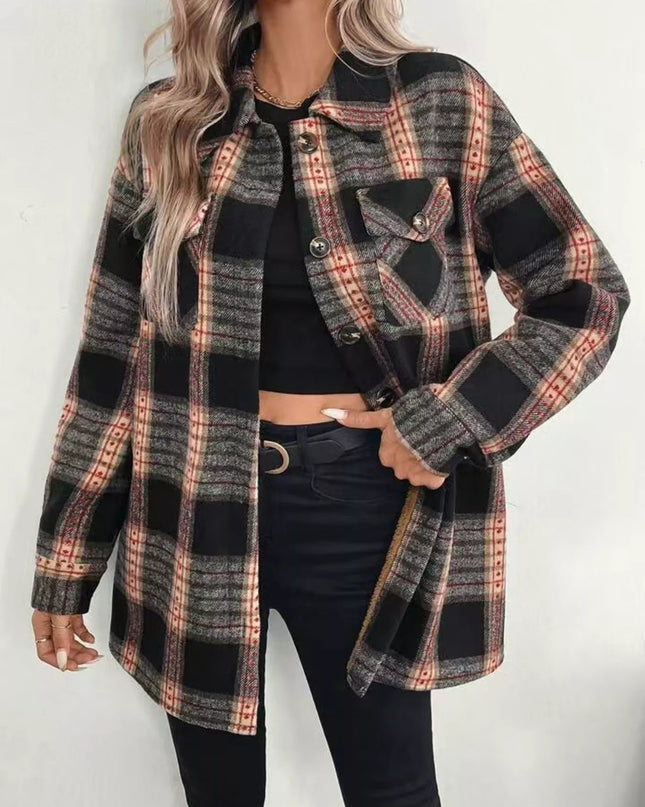 Vintage Plaid Button-Up Shacket