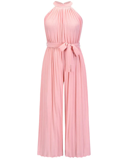 Cutout Tied Pleated Sleeveless Jumpsuit
