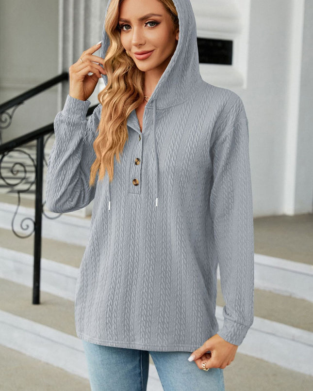 Cable-Knit Long Sleeve Hoodie