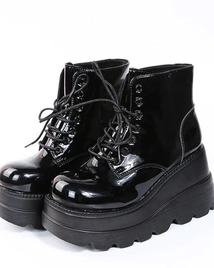 Lace Up Platform Wedge Boots