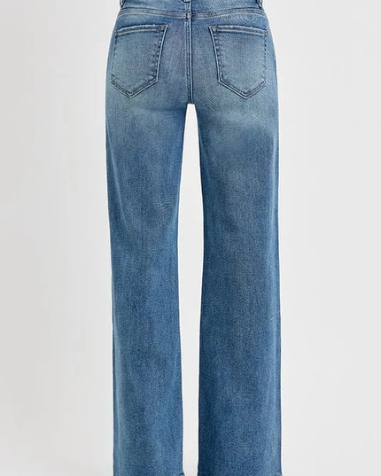 RISEN Full Size Tummy Control High Rise Wide Adjustable Waist Band Jeans Plus Size