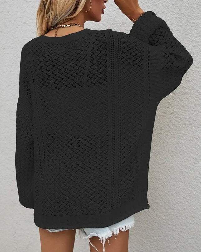 Openwork Button Front Cardigan