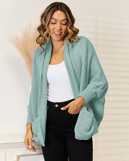 Angel Wings Open Front  Cardigan with Pockets 