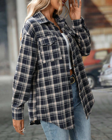 Plaid Button-Down Oversized Shirt