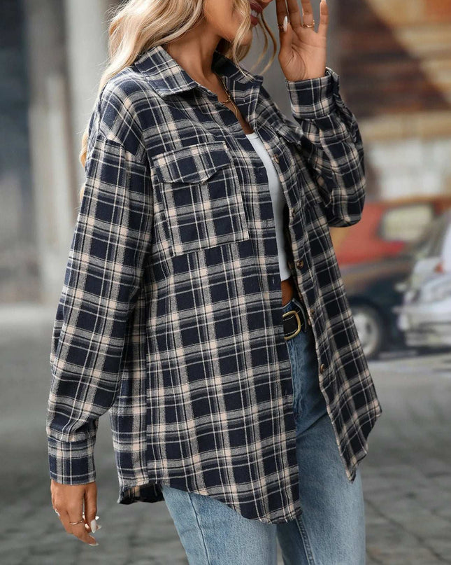 Plaid Button-Down Oversized Shirt