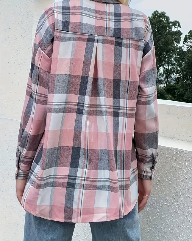 Plaid Button Up Long Sleeve Shirt 