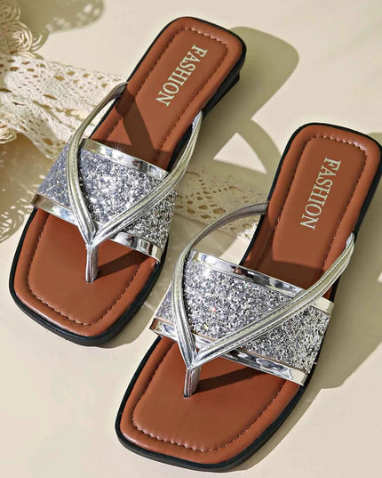 Glitter Cross-Strap Sandals