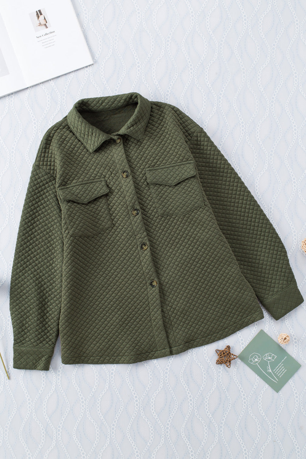 Button Down Collared Jacket Army Green