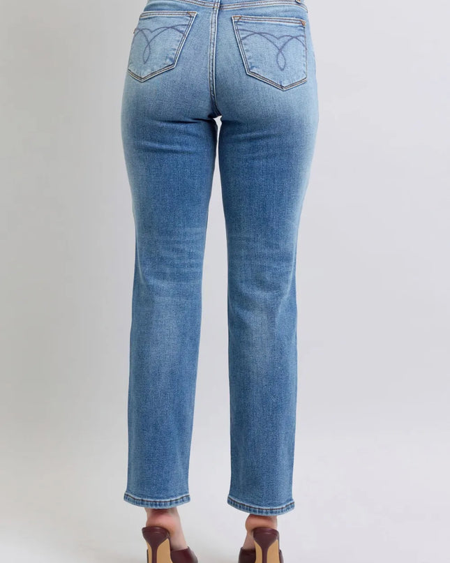 Judy Blue Full Size Run Vintage Wash Thermal Straight Jeans
