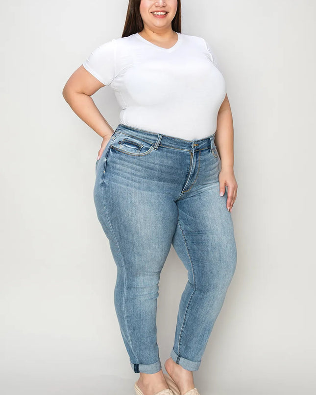 Judy Blue Full Size Cuffed Hem Slim Jeans