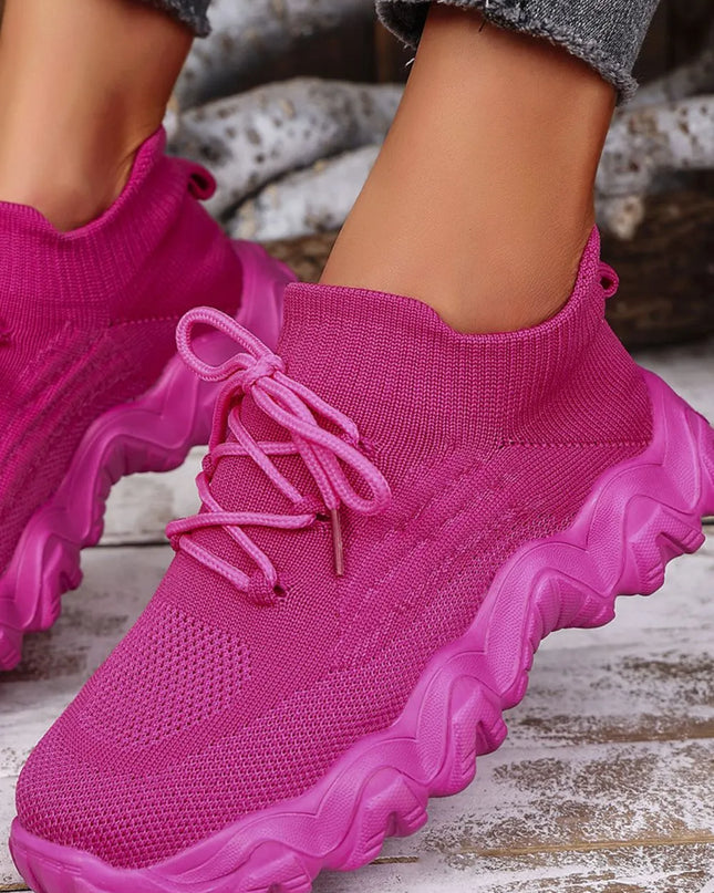 Mesh Lace-Up Round Toe Athletic 