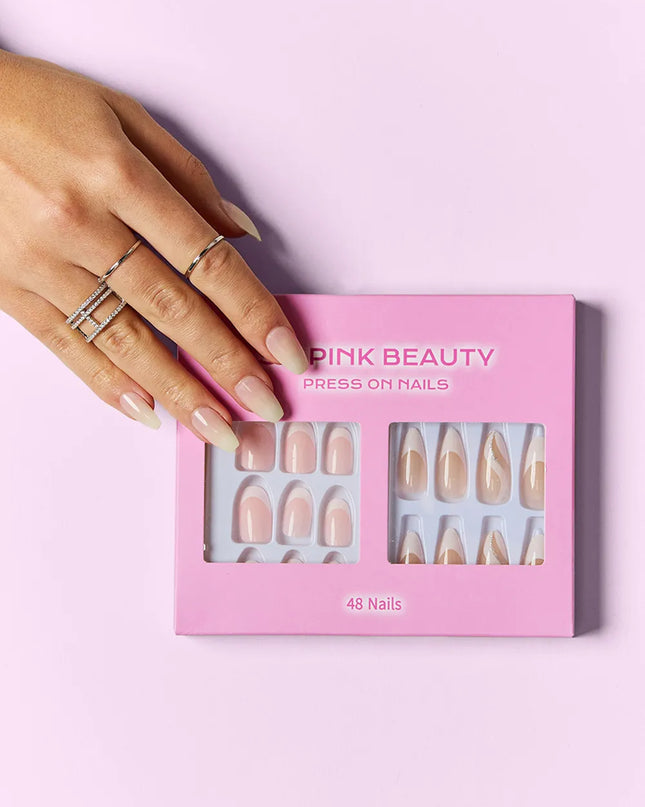 SO PINK BEAUTY Press On Nails 2 Packs French Fantasy One Size