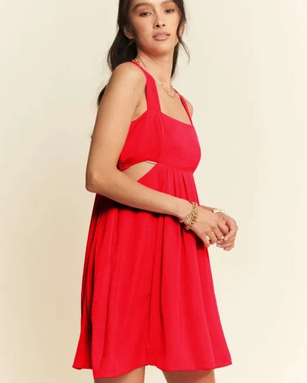 Davi & Dani Washed Satin Cutout Skirt Bandeau Mini Dress 