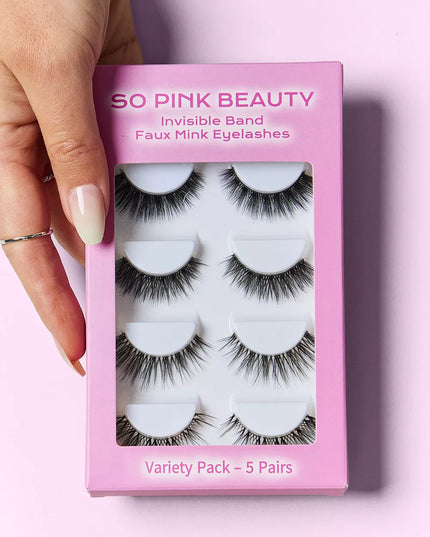 SO PINK BEAUTY Faux Mink Eyelashes Variety Pack 5 Pairs Gilded One Size