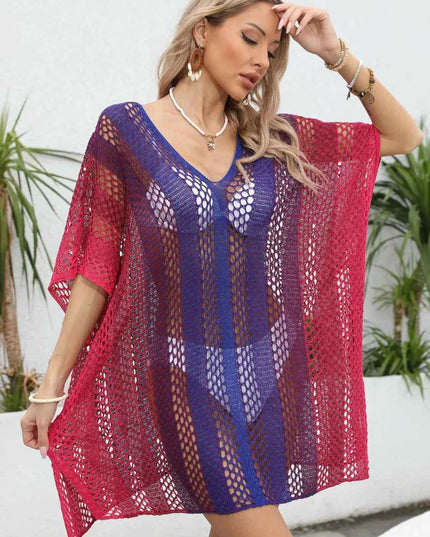 Rainbow Gradient Crochet Beach Cover Up