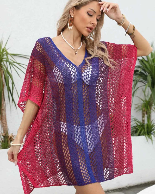 Rainbow Gradient Crochet Beach Cover Up