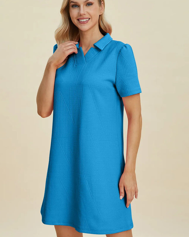 Double Take Full Size Texture Short Sleeve Dress