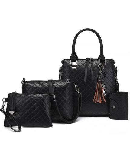 4-Piece PU Leather Bag Set with Tassel Detail 