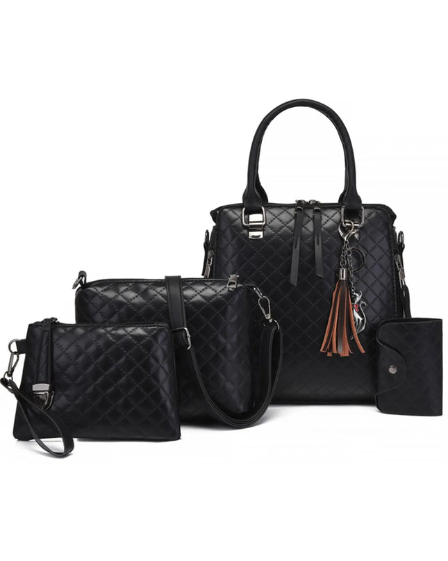 4-Piece PU Leather Bag Set with Tassel Detail 