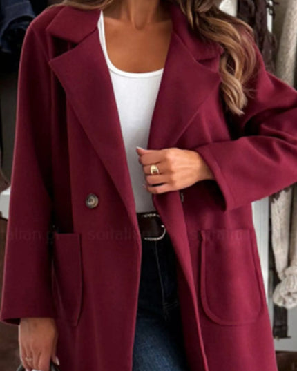 Long-Sleeve Single-Breasted Trench Coat