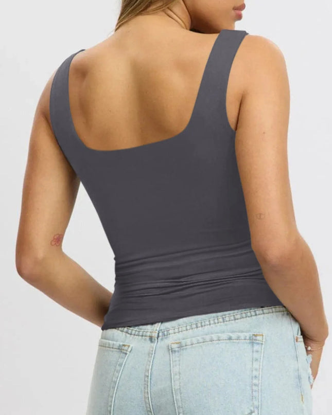 Square Neck Wide Strap Tank 
