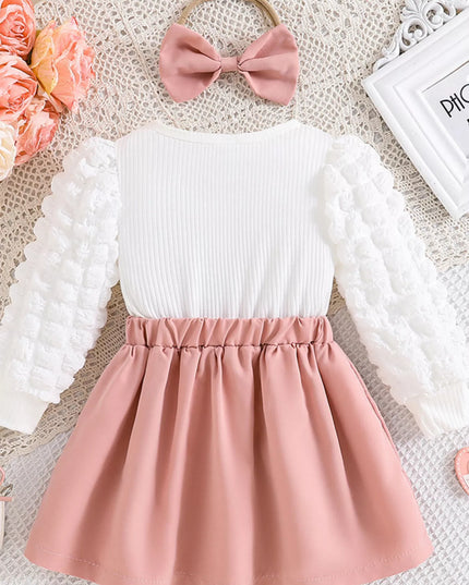 Children's Heart Bowknot Decor Dress with Headband