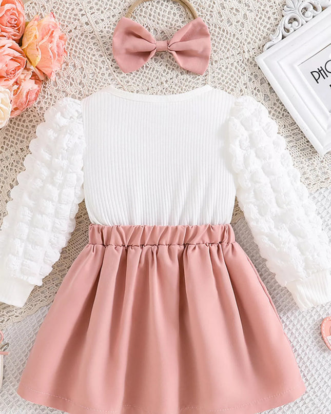 Children's Heart Bowknot Decor Dress with Headband