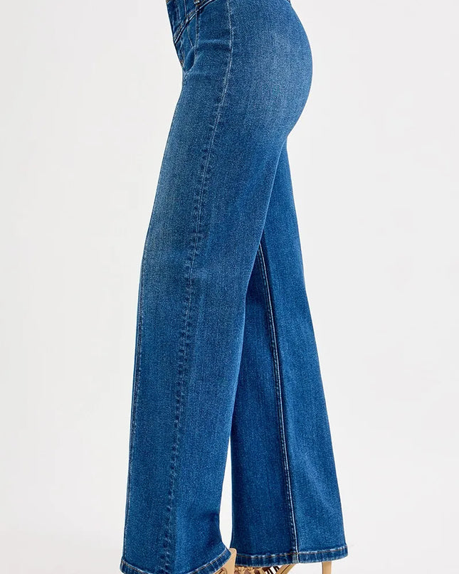 RISEN Seam Detail Wide Leg Jeans 