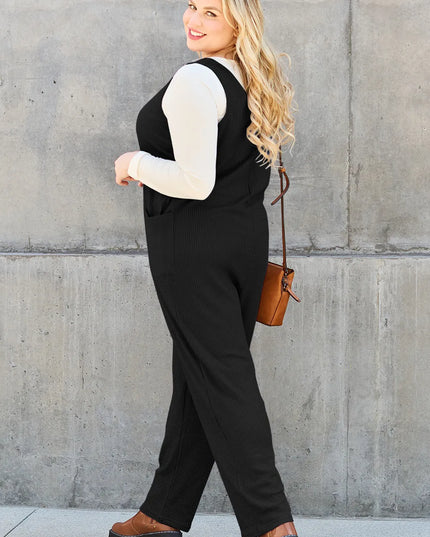 Double Take Full Size Sleeveless Straight Jumpsuit