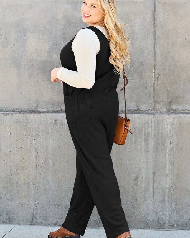 Double Take Full Size Sleeveless Straight Jumpsuit