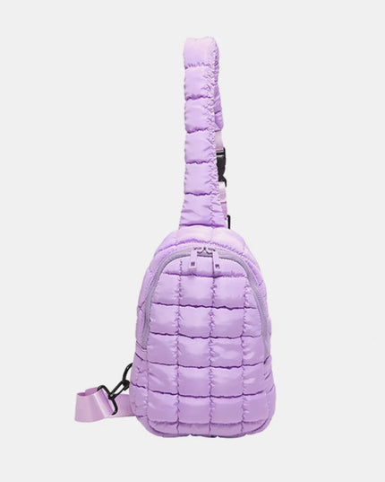 Quilted Nylon Crossbody Bag Pink Purple One Size