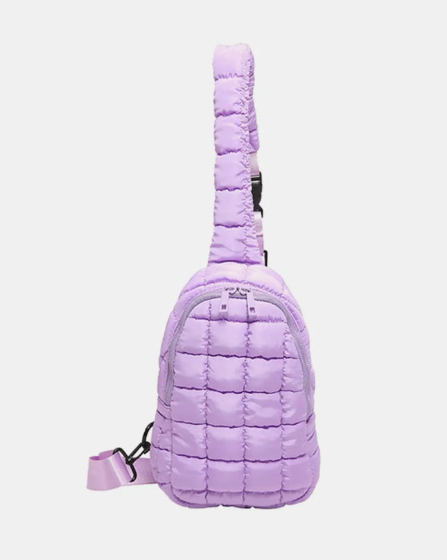 Quilted Nylon Crossbody Bag Pink Purple One Size