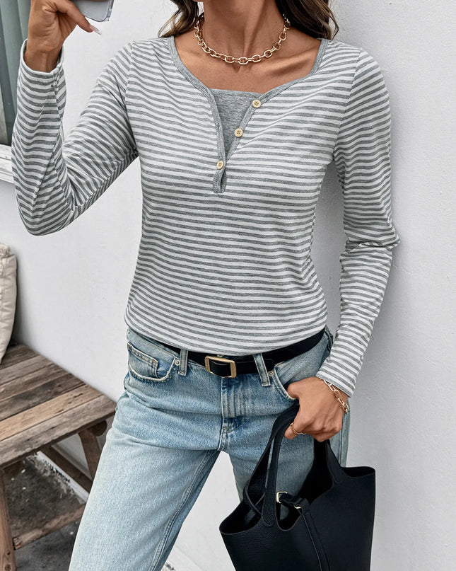 Striped Long Sleeve Casual T-Shirt