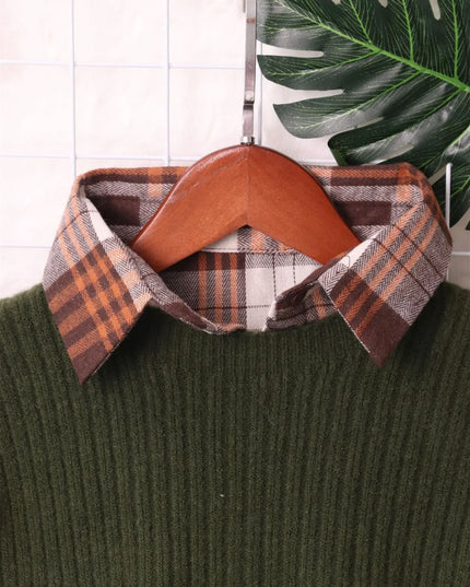 Plaid Long Sleeve Sweater Dress