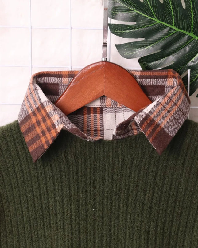 Plaid Long Sleeve Sweater Dress