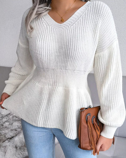 V-Neck Dropped Shoulder Sweater