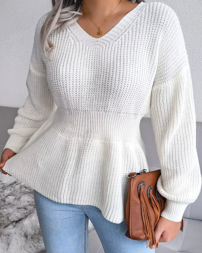 V-Neck Dropped Shoulder Sweater
