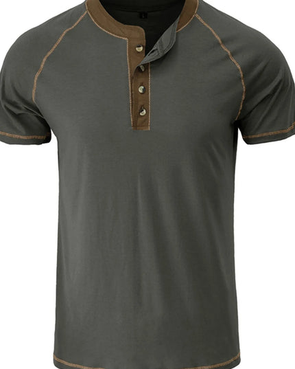 Men's Contrast Trim Henley Polo Shirt