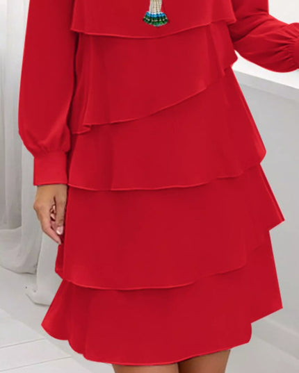 Full Size Layered Long Sleeve Mini Dress Plus Size