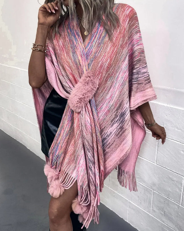 Heathered Fringe Hem Poncho