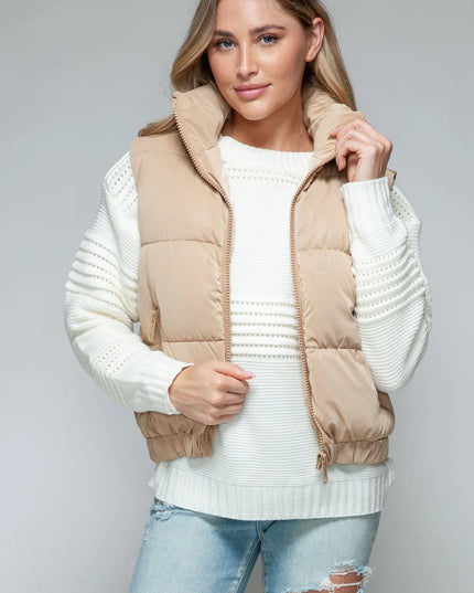 Snobbish Fine Fur Lining Quilted Vest Iced Coffee