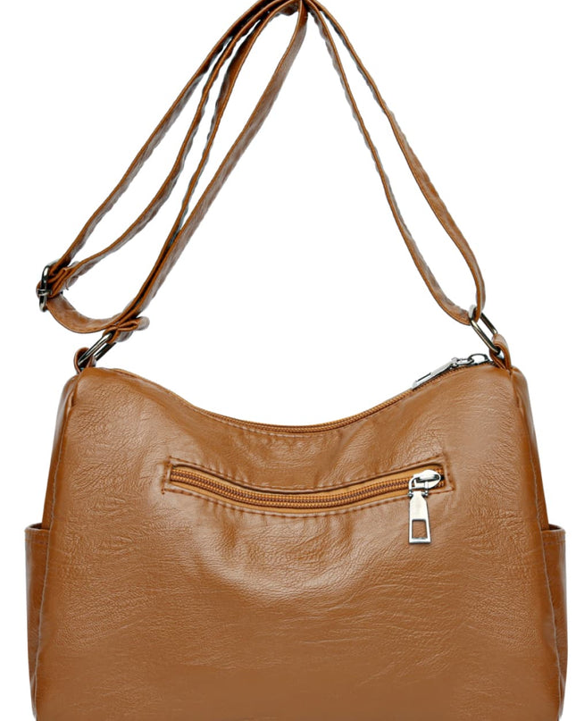 Multi-Pocket PU Leather Crossbody Bag