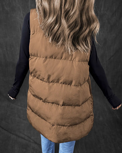 Pocketed Zip Up Vest Coat