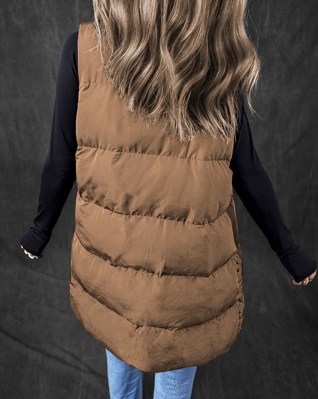 Pocketed Zip Up Vest Coat