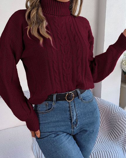 Cable-Knit Turtleneck Sweater