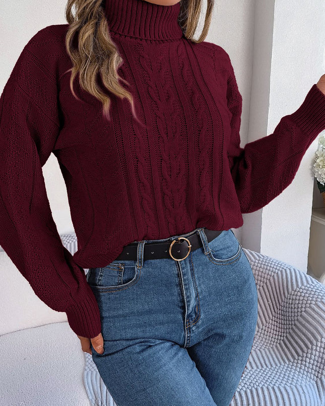 Cable-Knit Turtleneck Sweater